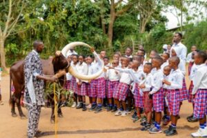 Pupils happy to touch on Inyambo 